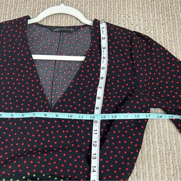 Zara Woman Zara Color Block Polka Dot Wrap Dress - Picture 14 of 16